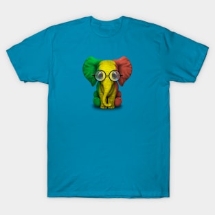 Baby Elephant with Glasses and Mali Flag T-Shirt